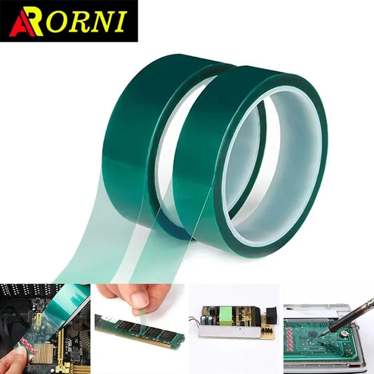 Cinta Adhesiva PET Film Poliamida Resistente Calor (Verde, Ancho 25mm, Largo 33m)