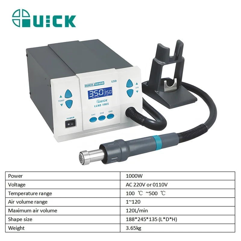 New QUICK 861DW Soldering Station 1000W Digital Display For PCB Chip Repair  Lead-Free Hot Air Soldering Station Rework Station