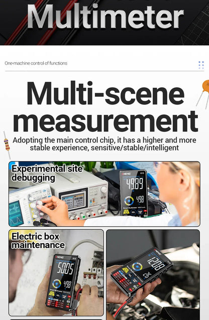 Multímetro Digital Inteligente ANENG AN-615 - Táctil Recargable (6000 Cuentas) Tester Voltaje/Corriente AC/DC