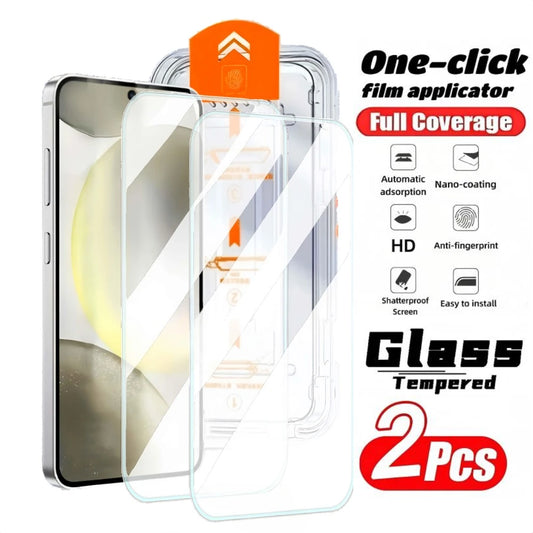 Pack 2 Protectores Pantalla Cristal Templado HD (Instalación Fácil) para Samsung Galaxy S21-S25 FE/Ultra/Plus