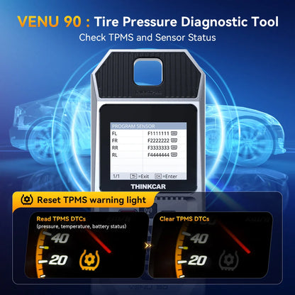 Herramienta Diagnóstico TPMS Thinkcar VENU 90 (315/433MHz) - Activación/Programación Sensores Presión Neumáticos