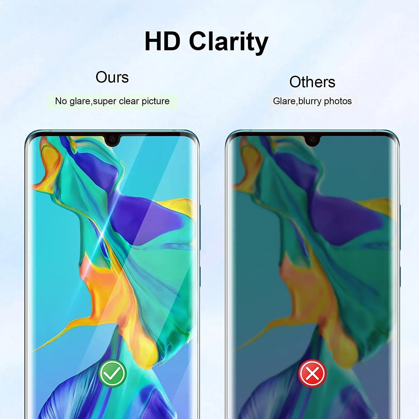 1-4Pcs Curved Glass For HUAWEI P30 Pro Screen Protector Glass