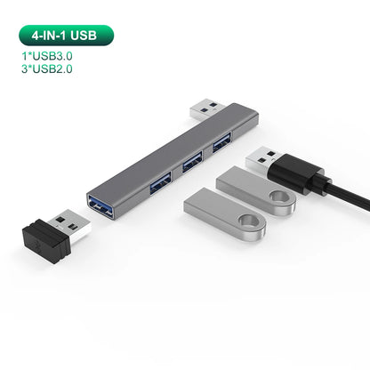 Hub USB-C 4-en-1 USB 3.0 + PD 60W + Type-C 3.1 Splitter OTG para Xiaomi/Lenovo/MacBook Pro/Air
