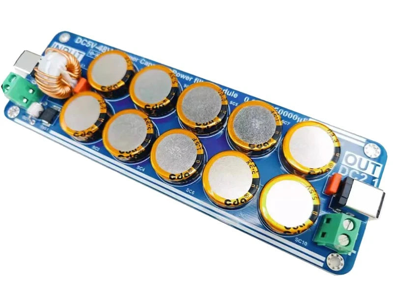 Placa Filtro Fuente Alimentación Lineal/Conmutada con Supercapacitor 5V-48V 10A
