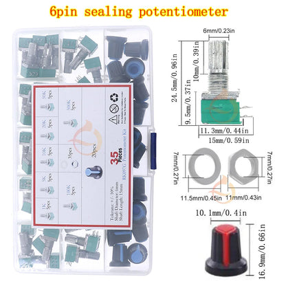 Wh148 Single Dual Potentiometer Mix Kit 3Pin 5Pin 6Pin Switch Audio Shaft Amplifier Sealing B1K 2K 5K10K 20K 50K 100K 250K 500K1