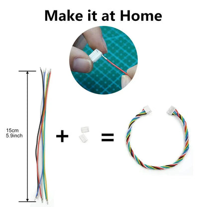 Kit Conector Socket XH 2.54mm con Cable Precrimpado (2/3/4/5/6/7 Pines) Carcasa Adaptador JST Macho y Hembra
