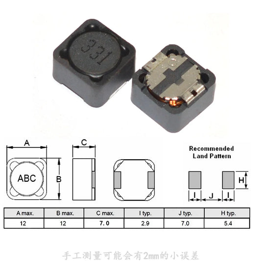 Inductor Potencia SMD CDRH127 (CD127) 12x12x7mm - Varios Valores (10uH a 68uH) - Lote 5/20/50 Piezas