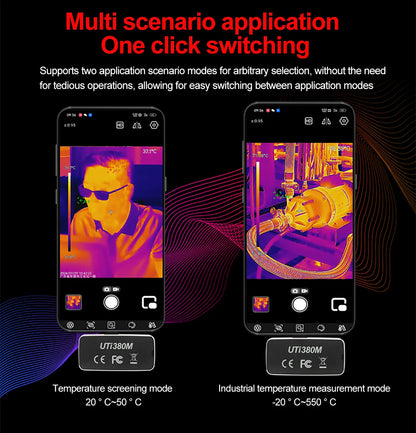 Cámara Térmica UNI-T UTi380M para Android - Termógrafo 400x300 Píxeles, Enfoque Manual, Test Fallo Circuito PCB