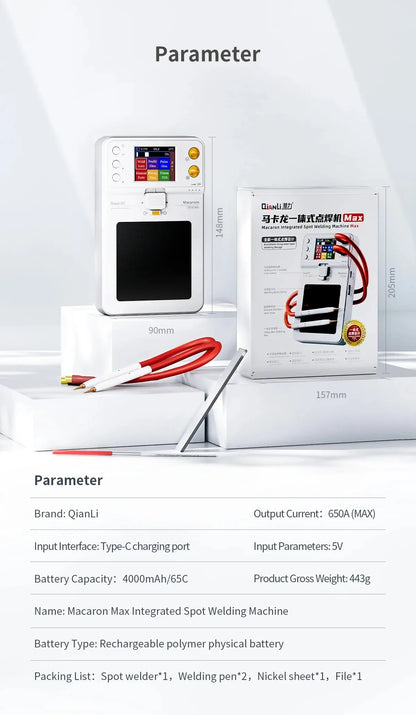 Qianli Macaron Max 2 Spot Welding Machine Adjustable 6 Speed Pulse Time Micro Spot Welder for Phone 11-15PM Battery repair tools