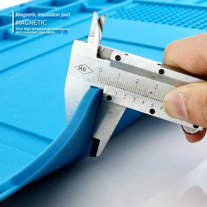 Alfombrilla Silicona Multifuncional Gruesa Magnética Antiestática Resistente Temperatura para Reparación Electrónica/Placa Base IC