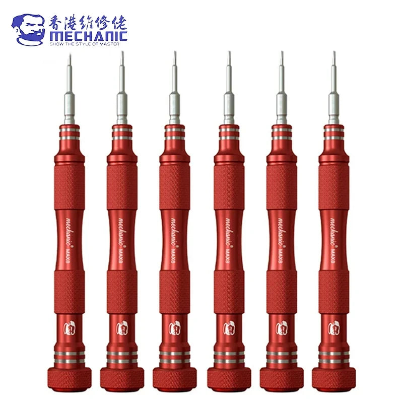Destornillador Precisión Antideslizante MECHANIC MAX8 (Puntas 0.8 Torx / 0.6 Y / 1.2 Phillips / 1.5 Phillips / 2.5 Phillips / T2) para Reparación Móvil/Cámara