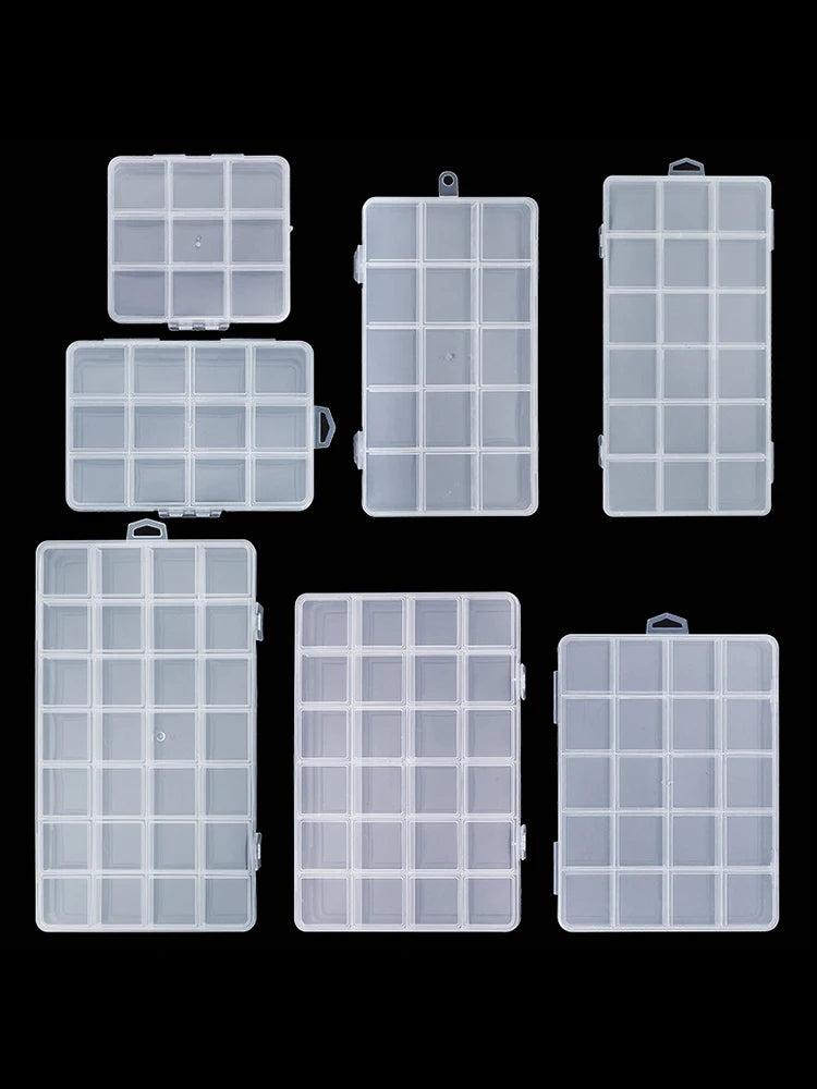 Caja Organizadora Plástico Transparente con Divisores Ajustables para Cuentas/Artesanía/Joyería/Pesca/Piezas