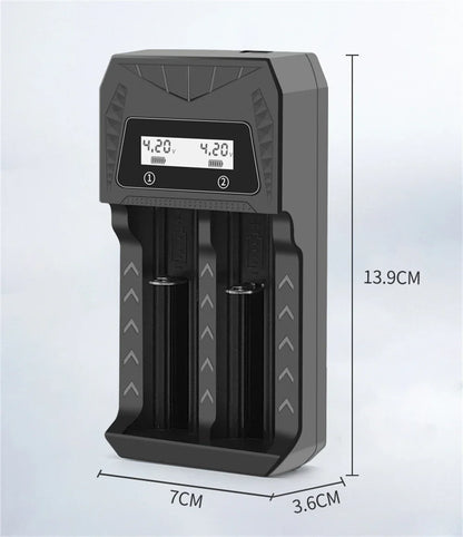 Cargador USB Inteligente Baterías LCD (1/2/4 Ranuras) para Litio Recargable 18650 (4.2V) / Ni-MH AA/AAA (1.2V)