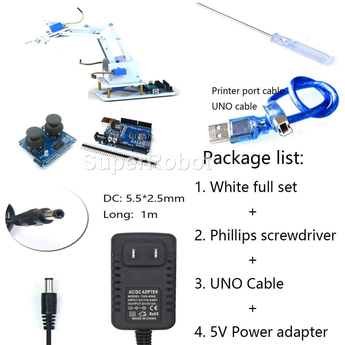 Kit Garra Brazo Robot Manipulador Mecánico Acrílico 4-DOF (Desarmado, para SG90/MG90S) Arduino STEAM