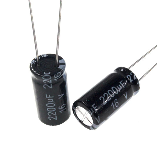 Capacitor Electrolítico Aluminio Radial (2200uF, 16V, 10x20mm) - Pack 10 Unidades