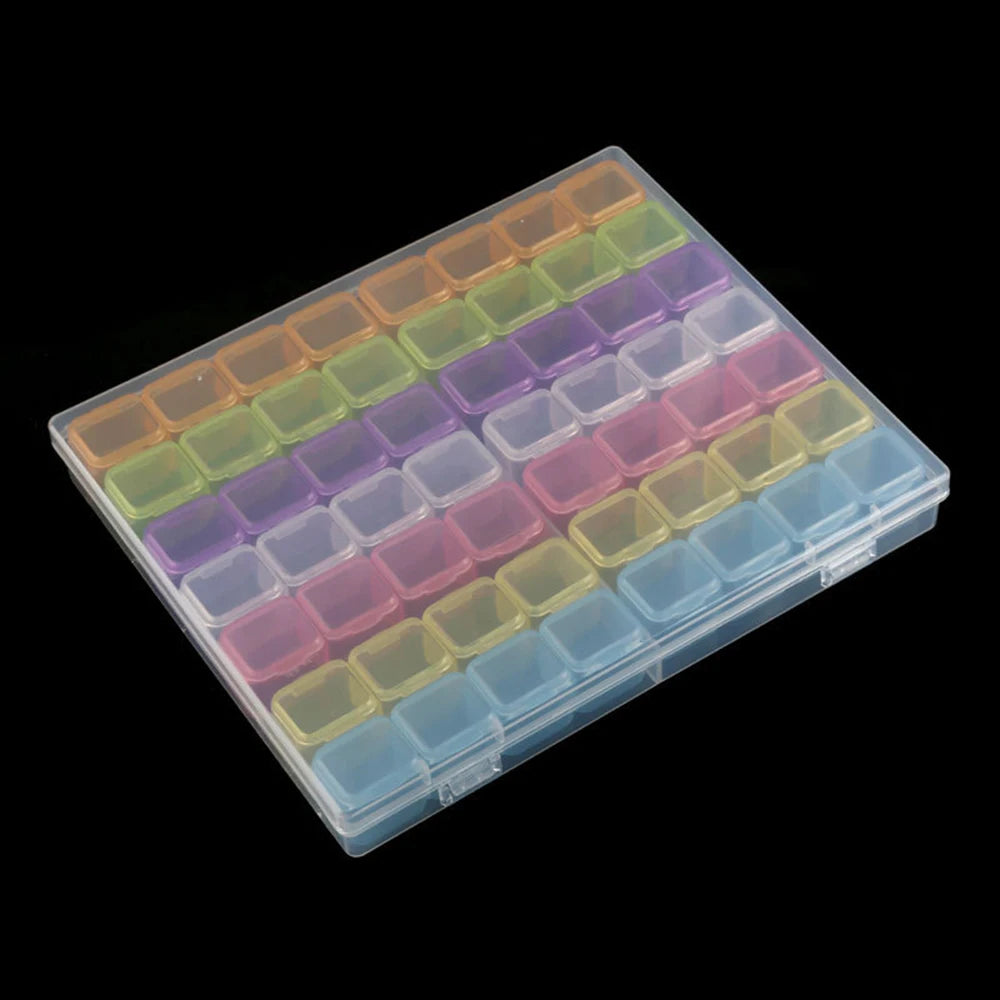 Caja Almacenamiento Plástico Organizador 28/32/48/56/64 Ranuras para Cuentas Pintura Diamante/Joyería/Accesorios DIY (1 Unidad)