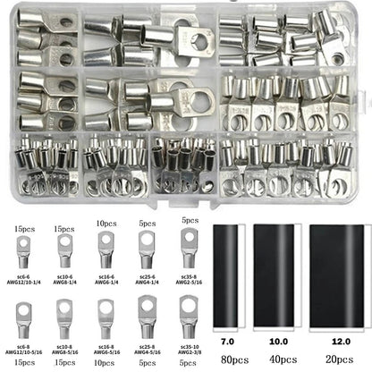Kit Terminales Anillo Ojal Cobre Estañado (35mm², 60 Terminales) Conectores Cable Desnudo (70/240 Piezas)