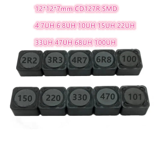 Inductor Potencia SMD Blindado CD127R (12x12x7mm) - Varios Valores (4.7uH a 100uH) - Lote 10 Piezas
