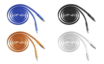 Cable Carga Rápida PD 60W USB-C a USB-C con Lanyard Nylon Trenzado Plano Anti-Pérdida (0.8m/1m/1.2m)