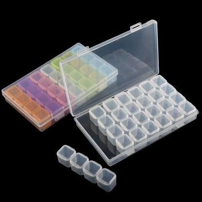 Caja Almacenamiento Plástico Organizador 28/32/48/56/64 Ranuras para Cuentas Pintura Diamante/Joyería/Accesorios DIY (1 Unidad)