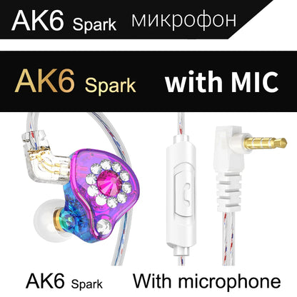 Auriculares con Cable QKZ AK6 (Driver Cobre HiFi, 3.5mm) Deportivos con Micrófono (Bajos Estéreo, In-Ear)