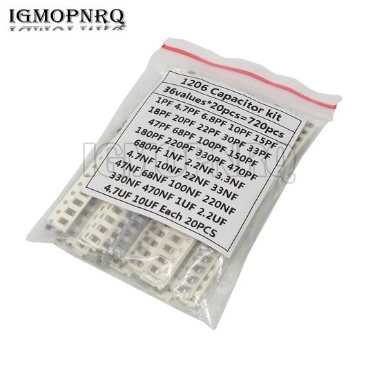 Kit Capacitores SMD Cerámicos 0603/0805/1206 - 1pF a 10uF (320/720/2500 Piezas)