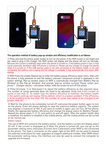 OSS W09 Pro V3 Battery Life Pop-up Tester for iPhone11-15PM Detection Modify Battery Efficiency 100% Cycle Health Data Tool