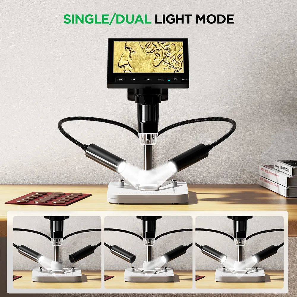 Elikliv Gooseneck Auxiliary Lights for Digital Microscope 118cm Flexible Microscope LED Lights with 3 Lighting Modes USB Cable