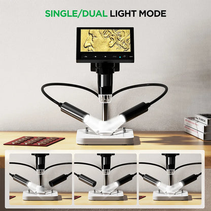 Elikliv Gooseneck Auxiliary Lights for Digital Microscope 118cm Flexible Microscope LED Lights with 3 Lighting Modes USB Cable