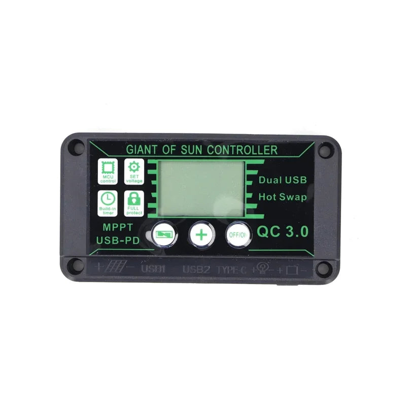Controlador Carga Solar MPPT 10A-100A 12V/24V Max PV 50V Regulador Panel Dual USB Auto Display