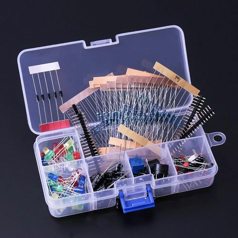 Kit Diversión Electrónica ELEGOO para Arduino (235 Items: Protoboard, Cables, Resistencias, Capacitores, LEDs, Potenciómetros)