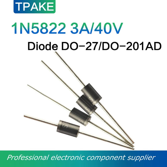Diodo Schottky THT 1N5822 (IN5822) 3A 40V DO-27 / DO-201AD - Lote 10 Piezas