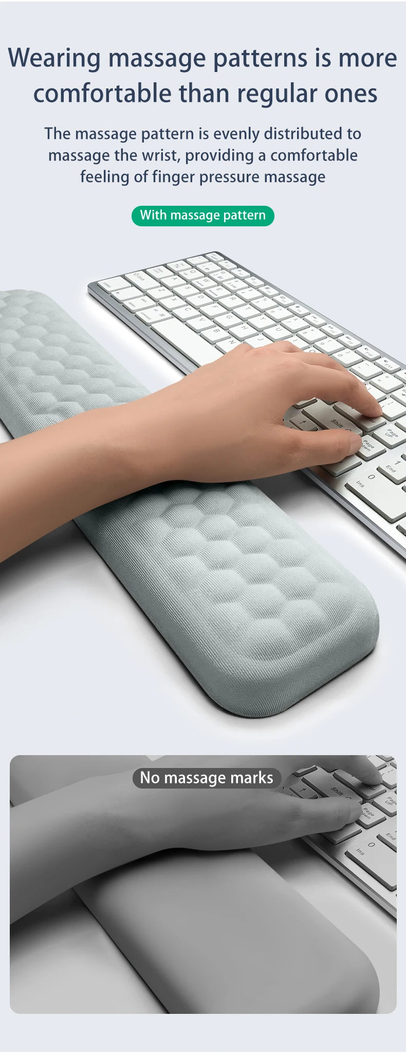 Reposamuñecas Ergonómico Espuma Memoria para Teclado y Mouse Pad (Protección Oficina/Tipeo) Computadora/Notebook