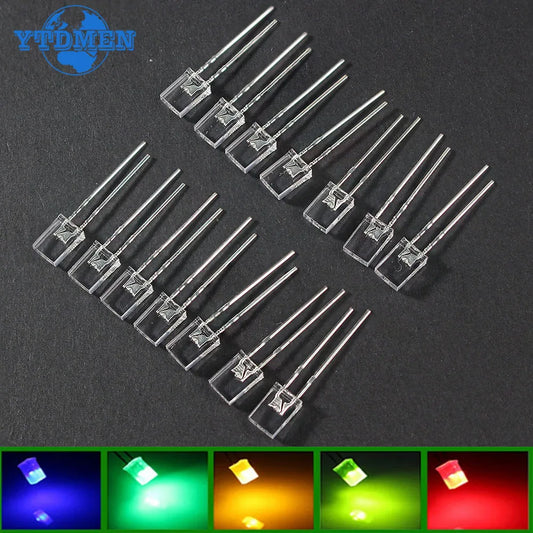 Diodos LED Cuadrados 2x5x7mm 5 Colores (Blanco/Amarillo/Rojo/Verde/Azul) Kit Electrónico DIY (100 Unidades)