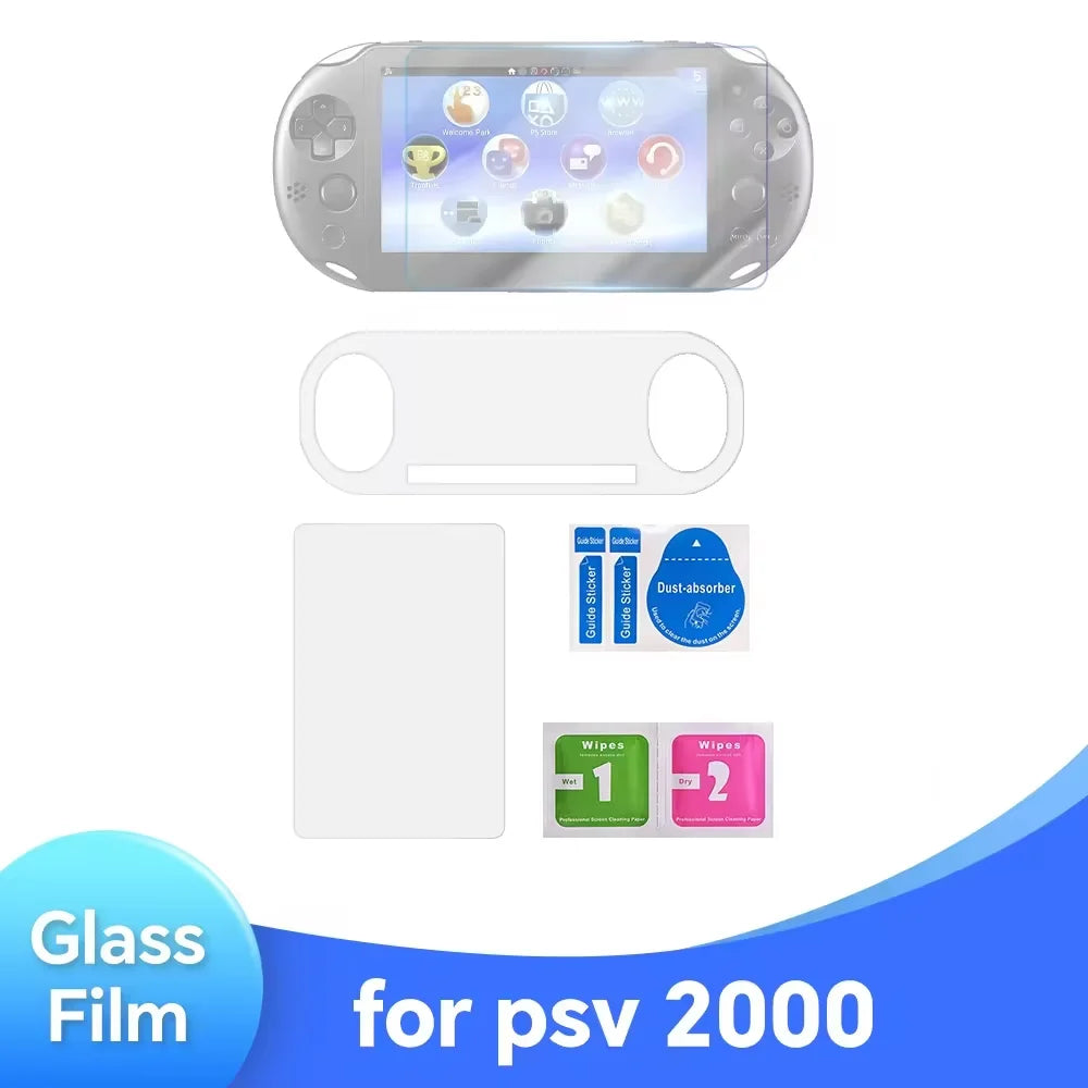 Protector Pantalla para Sony PS Vita (PSV 1000/2000): Cristal Templado Frontal + Film Trasero Transparente HD Completo