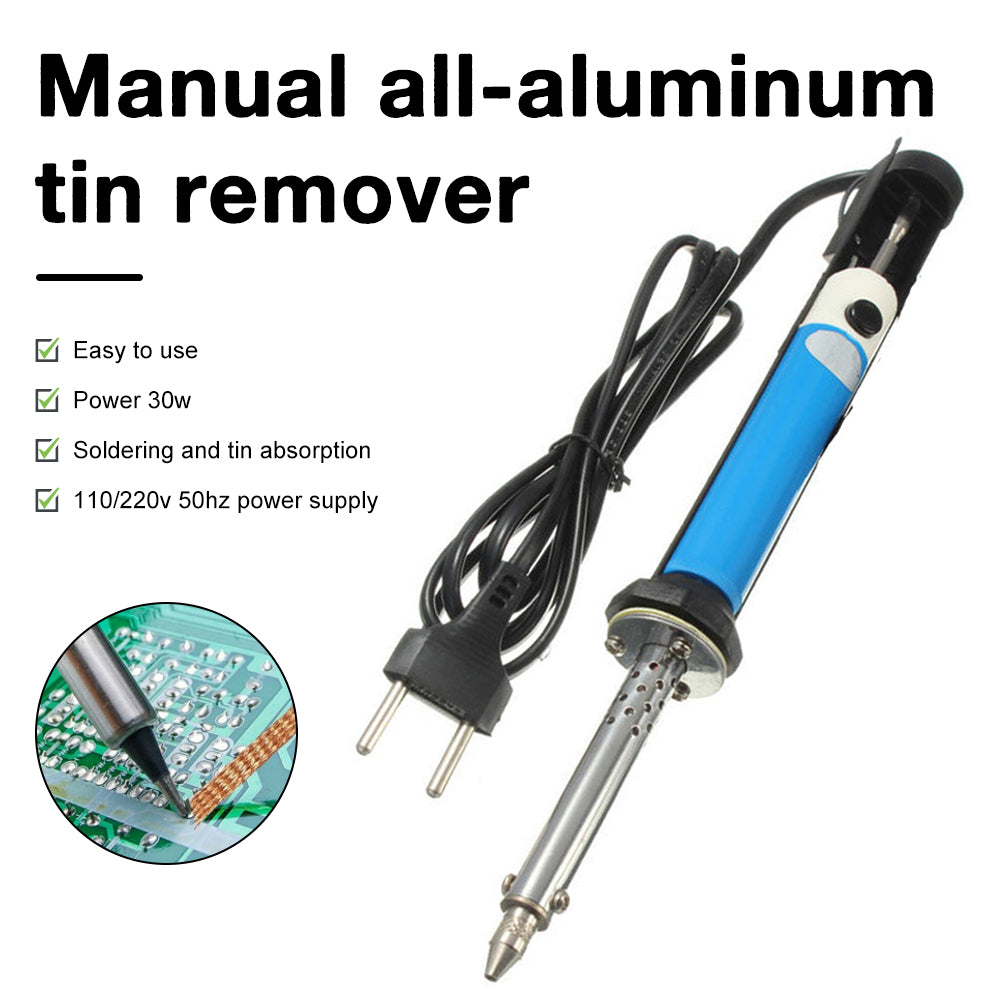 Pluma Succión Estaño Eléctrica AC 110V/220V (Cautín 30W) Máquina Desoldadora Succión Vacío PCB Herramienta Soldadura