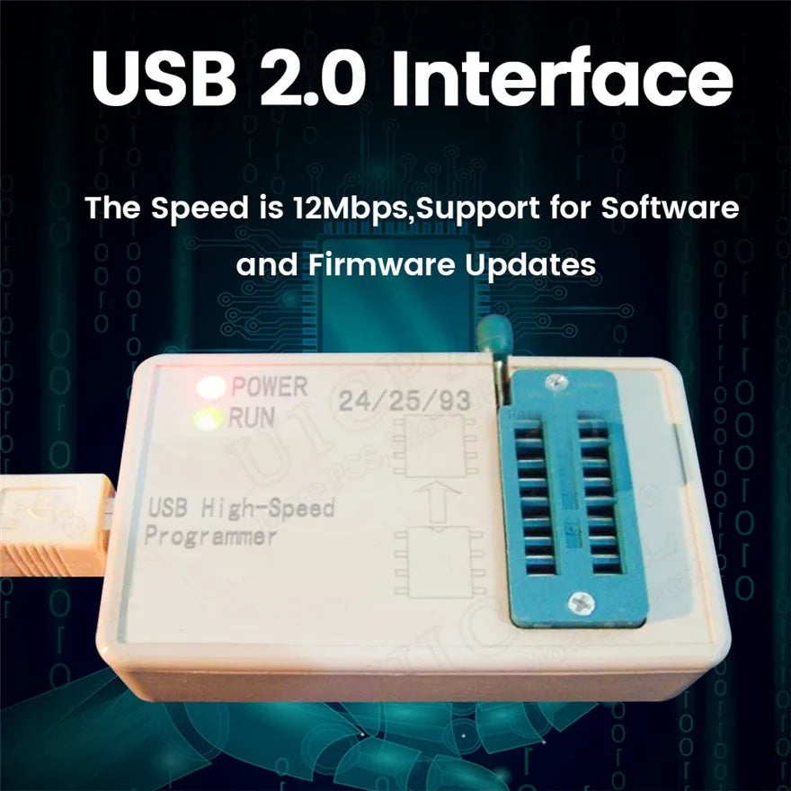 Kit Programador USB Alta Velocidad EZP2019 para EEPROM 24/25/93, Flash 25 BIOS Chip con Socket SOP + Clip