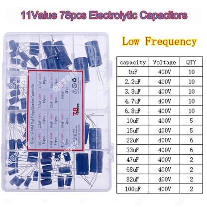 Kit Surtido Capacitores Electrolíticos DIP/SMD (0.1uF-1500uF, 16V-400V)