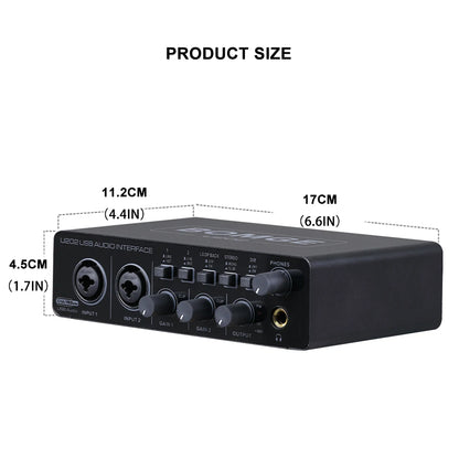 Interfaz de Audio USB Bomge U202 Preamplificador Micrófono XLR/TRS/TS 48V 32-bit/192kHz Grabación/Streaming