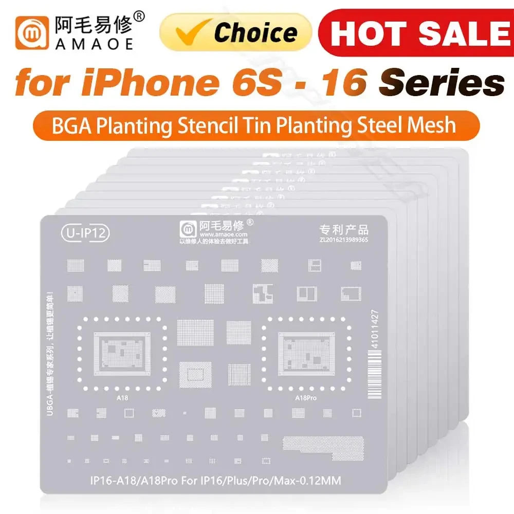 QIANLI MEGA-IDEA Black BGA Reballing Stencil Multifunction Universal Net for iPhone 6-16 Pro Max Planting Tin Steel Mesh tools