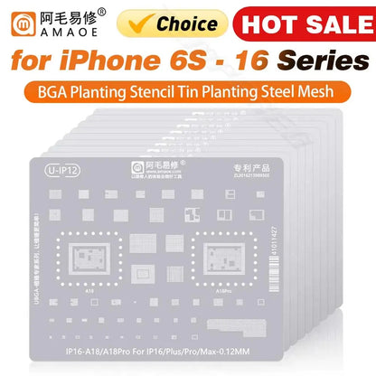 QIANLI MEGA-IDEA Black BGA Reballing Stencil Multifunction Universal Net for iPhone 6-16 Pro Max Planting Tin Steel Mesh tools