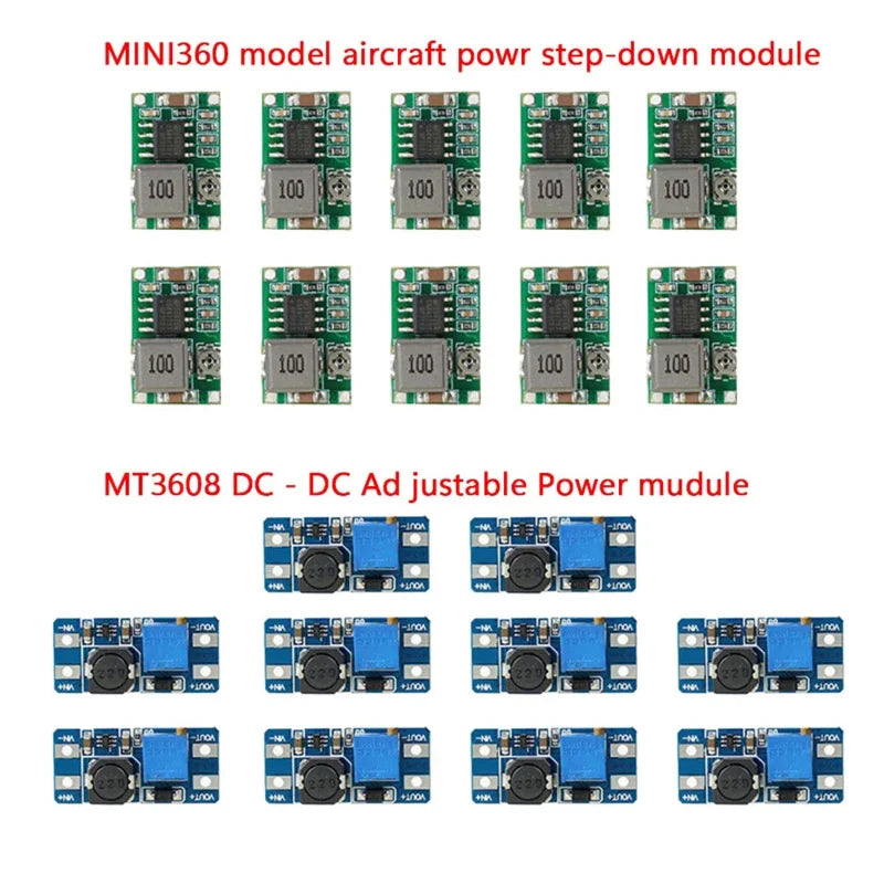 Lote 10 Pcs Mini Convertidor Buck DC-DC MINI360 + Módulo Boost MT3608 DC-DC Ajustable