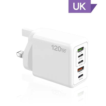 Cargador Xiaomi 120W Carga Rápida Multi 5 Puertos USB-C PD Adaptador para iPhone/Xiaomi/Samsung