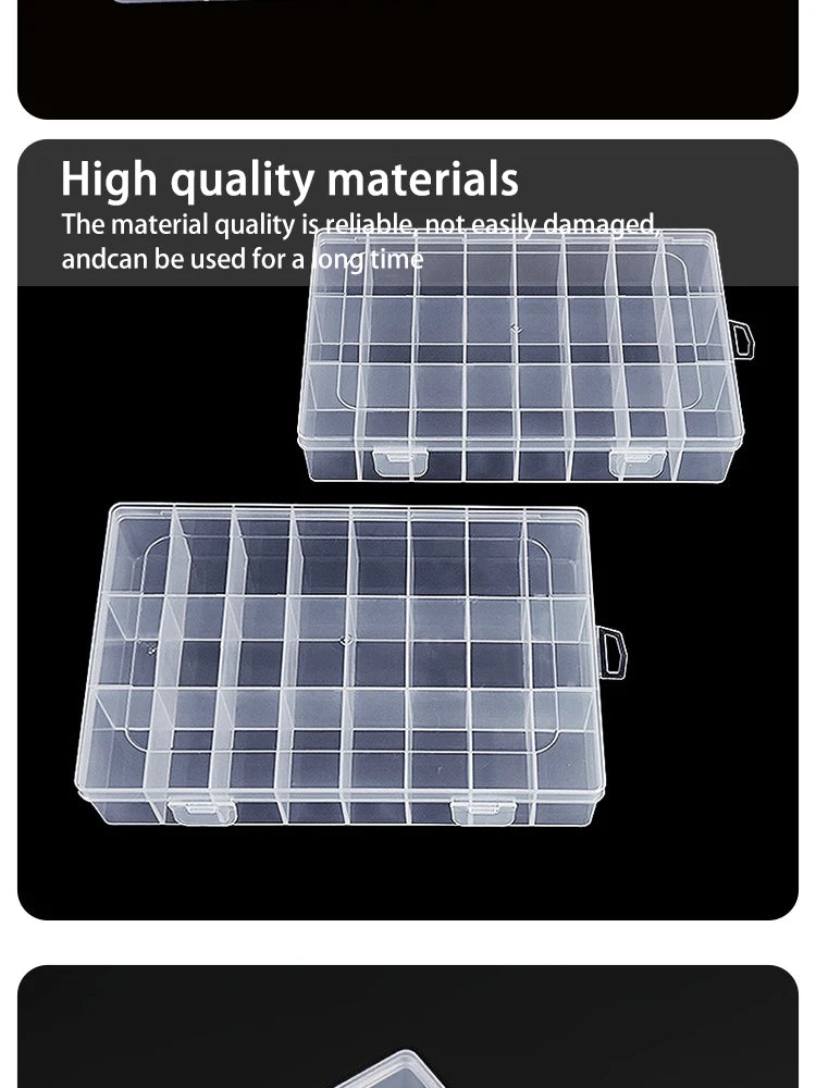 Caja Almacenamiento Transparente 24 Rejillas para Hardware/Botones/Pesca/Joyería/Accesorios/Papelería