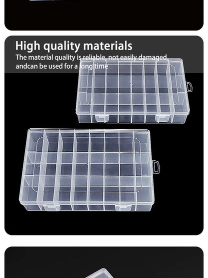 Caja Almacenamiento Transparente 24 Rejillas para Hardware/Botones/Pesca/Joyería/Accesorios/Papelería
