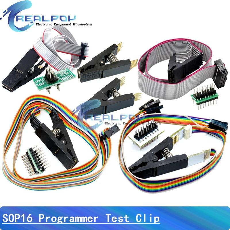 Kit Programador USB CH341A/CH341B 24/25 Series EEPROM Flash BIOS + Clip Test SOP8/SOP16/SOIC8/SOIC16 Clamp