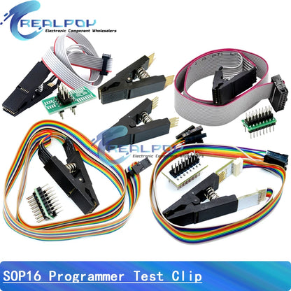 Kit Programador USB CH341A/CH341B 24/25 Series EEPROM Flash BIOS + Clip Test SOP8/SOP16/SOIC8/SOIC16 Clamp