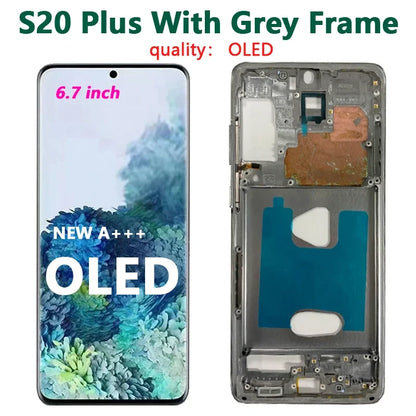 OLED para Samsung Galaxy S20 Ultra Lcd G988 con marco pantalla táctil digitalizador frontal S20 S20 Plus G980 G985 reemplazo