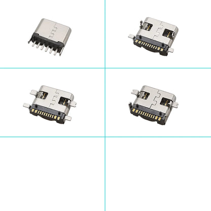 Conector Socket Carga USB Hembra Tipo C (6 Pines/16 Pines) para Soldadura PCB DIY Reparación Adaptador Jack (Caja 100 Unidades)