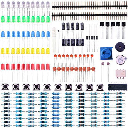 Kit Diversión Electrónica ELEGOO para Arduino (235 Items: Protoboard, Cables, Resistencias, Capacitores, LEDs, Potenciómetros)